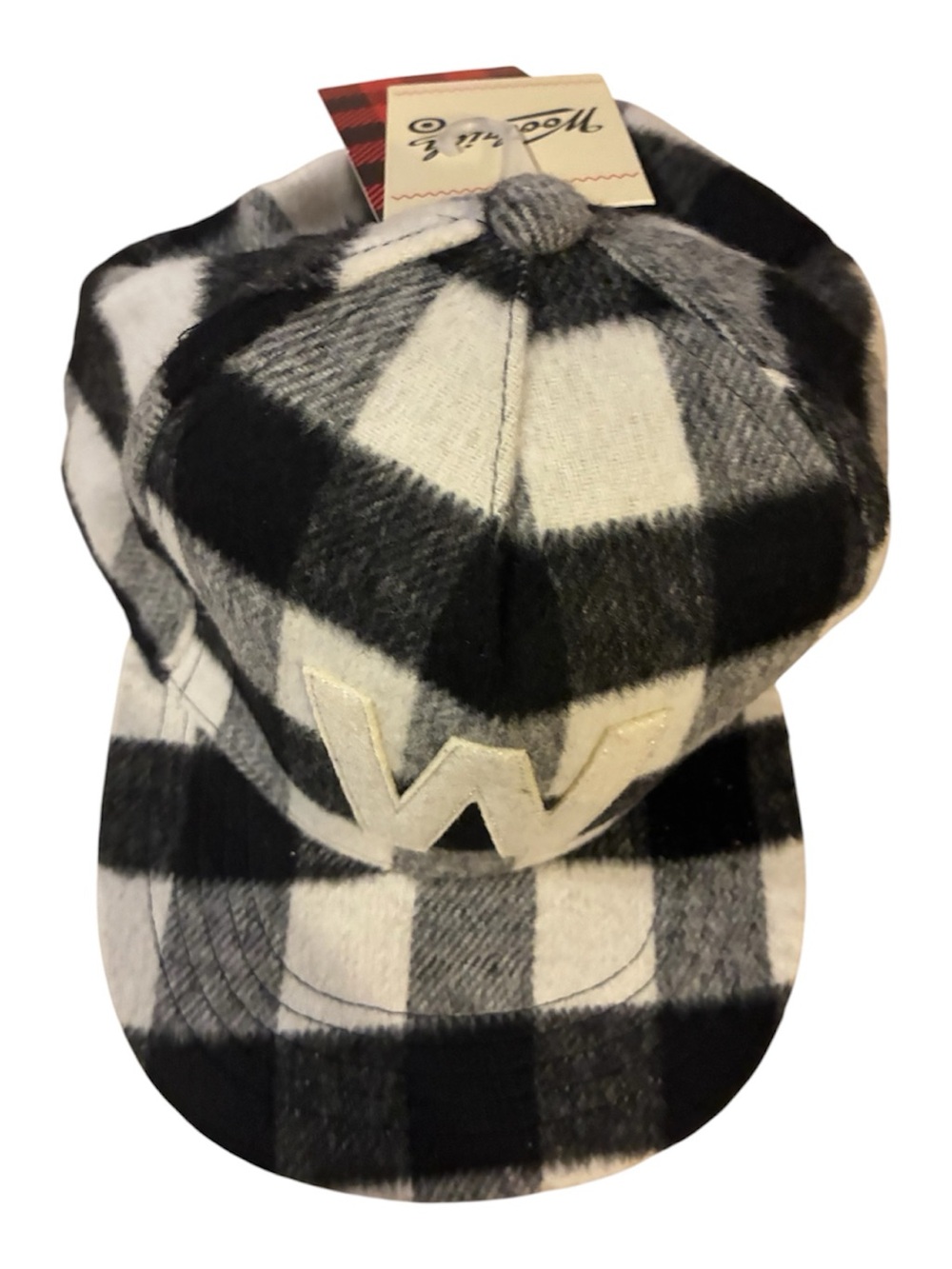 Woolrich Adult Buffalo Check Flat Brim baseball Hat Black/White polyester NWT